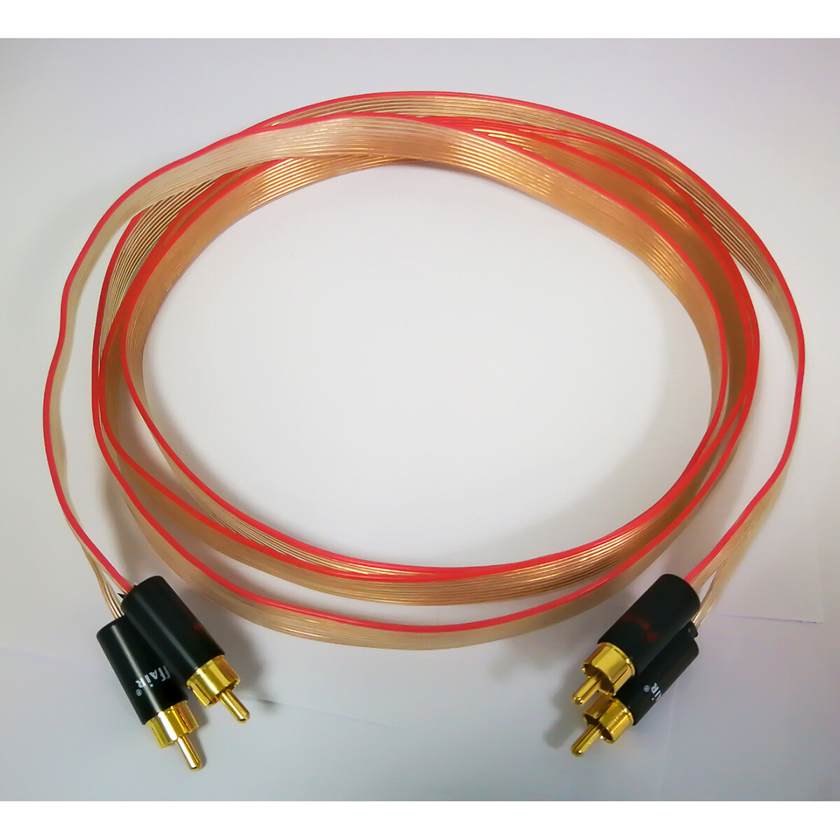 1 Pair 8N OCC Copper Flat Ribbon RCA Cable Signal Cord with Gold Plated Plug