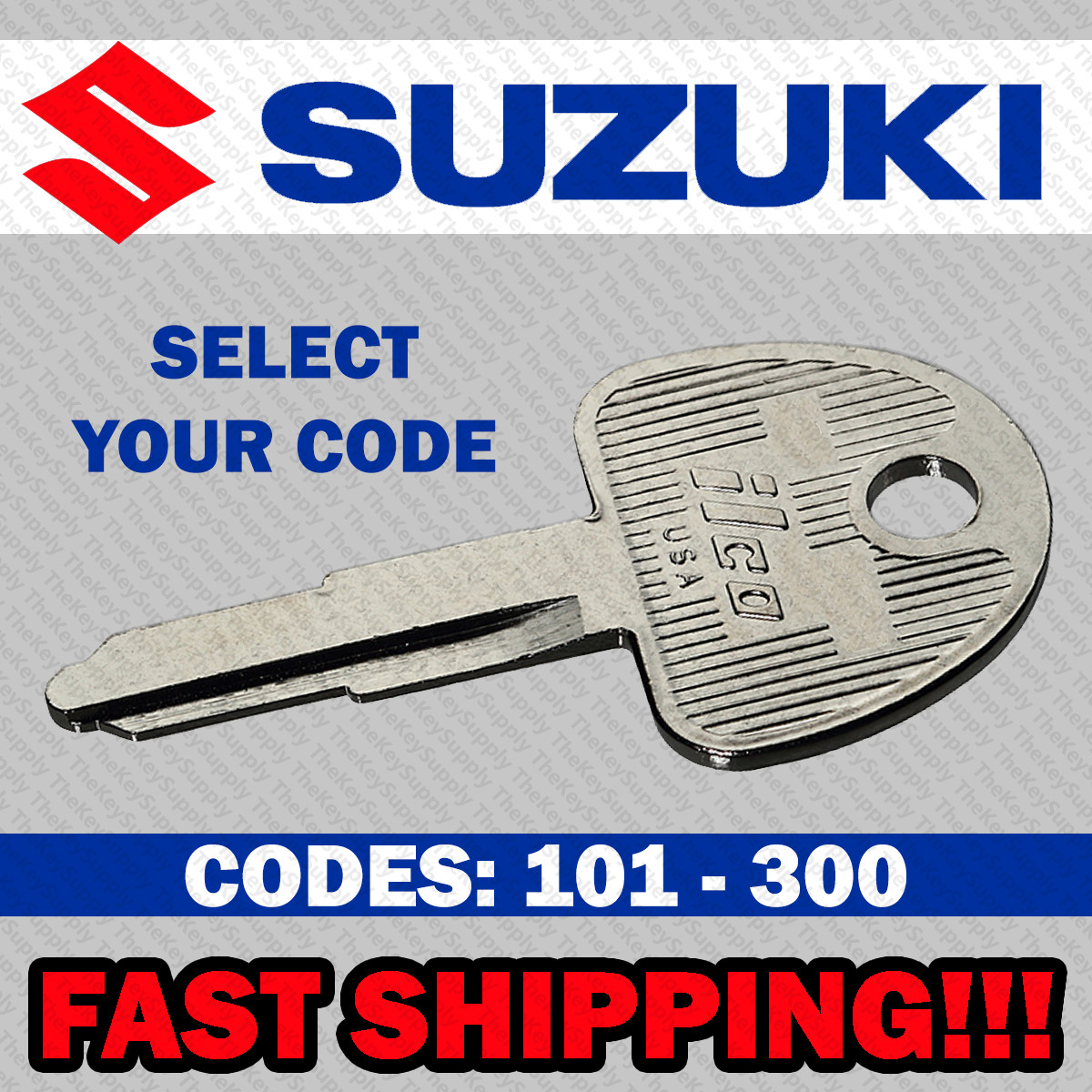 Suzuki Motorcycle Replacement Key Cut to Your Code 101 - 300