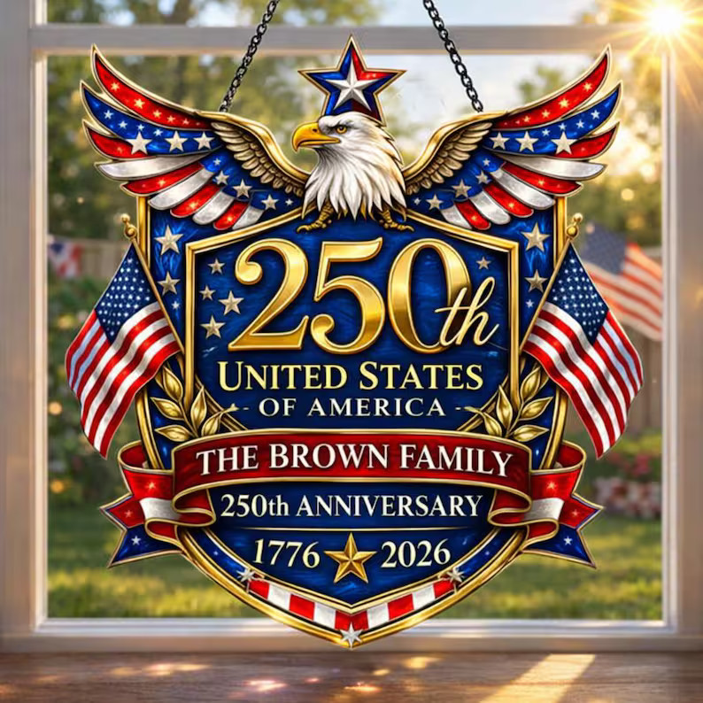 Personalized USA 250th Anniversary Suncatcher Acrylic