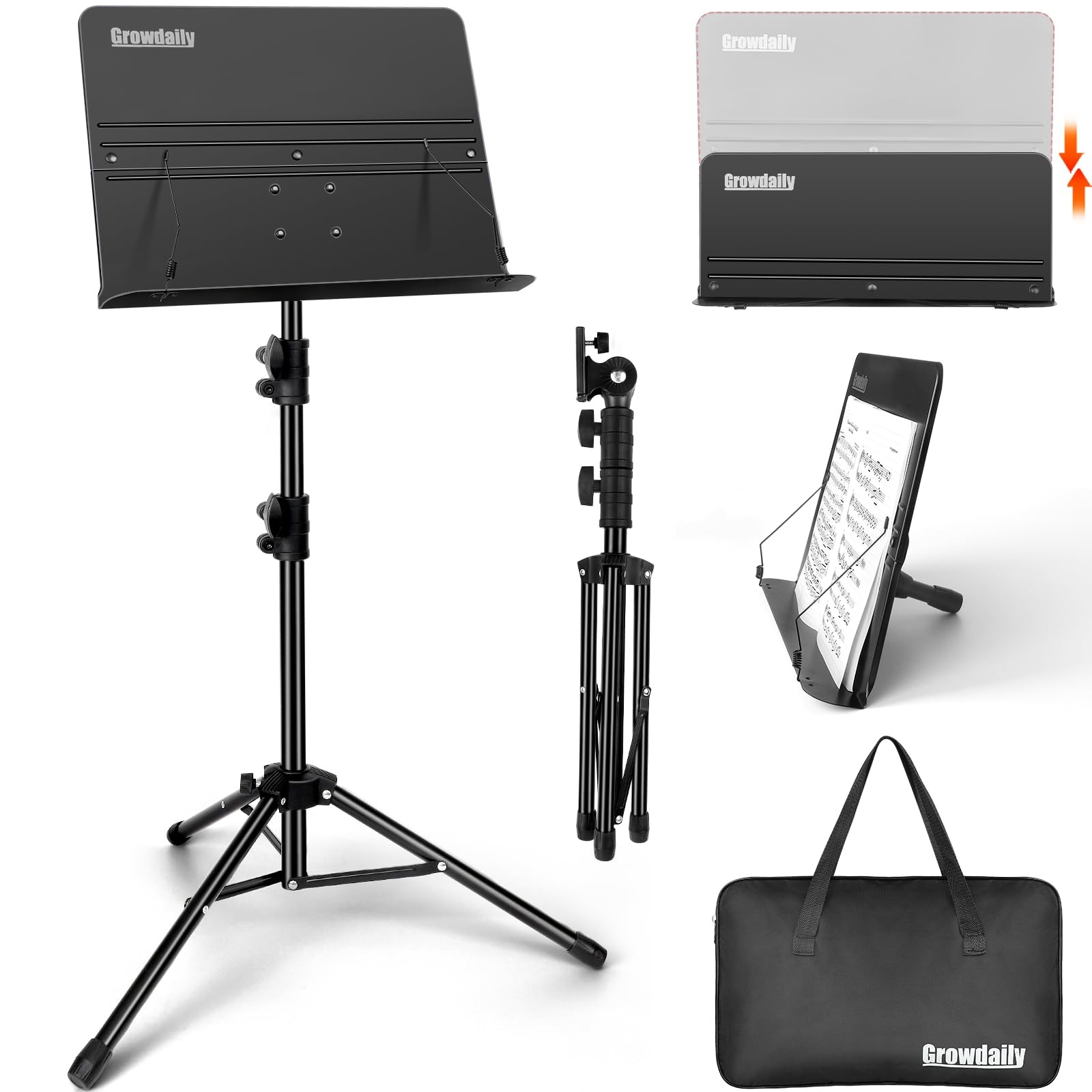 Music Stand, Folding Stand Portable For Sheet 2 Black
