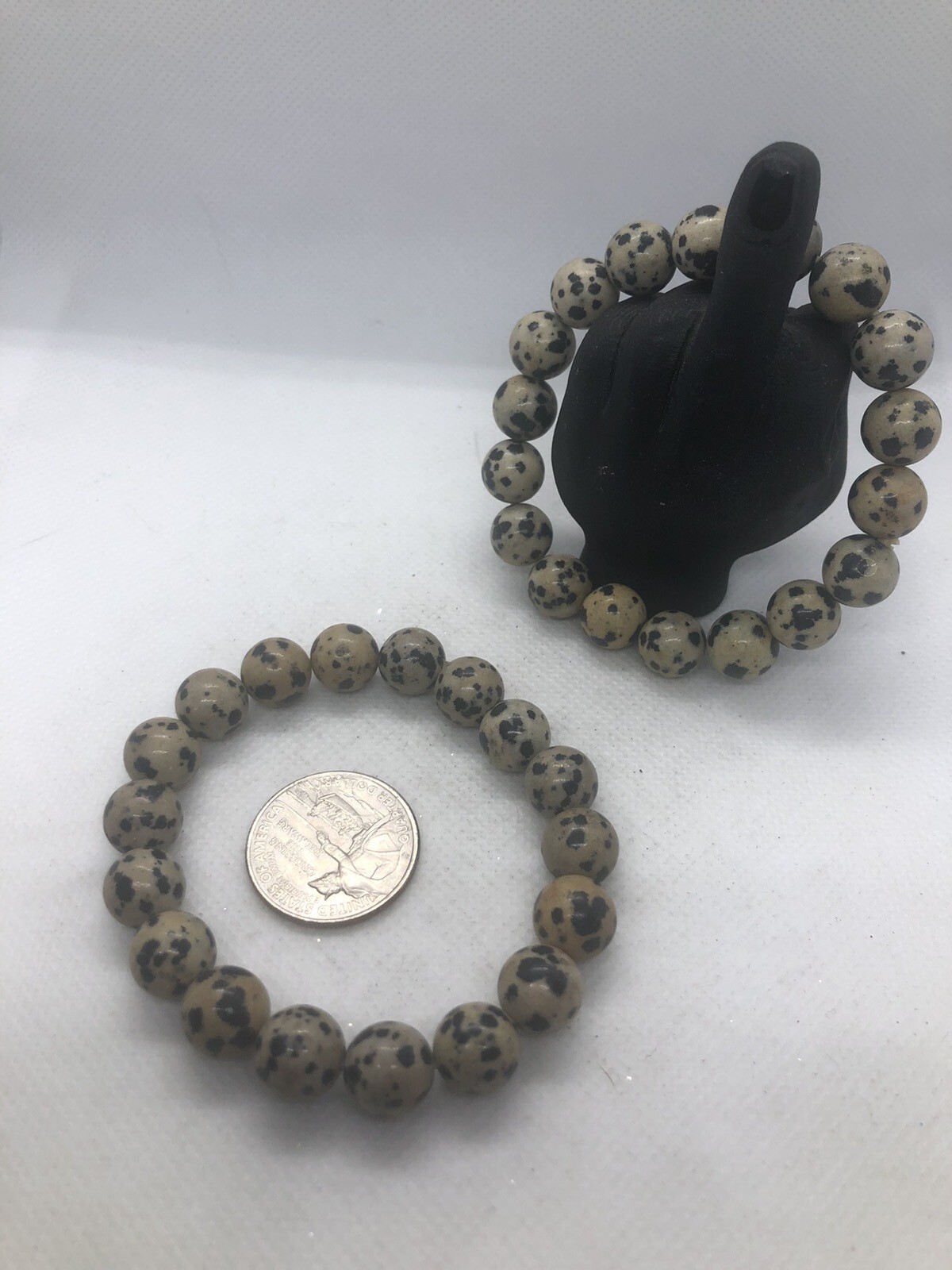 Stretch beaded 10mm bracelet Dalmatian Jasper