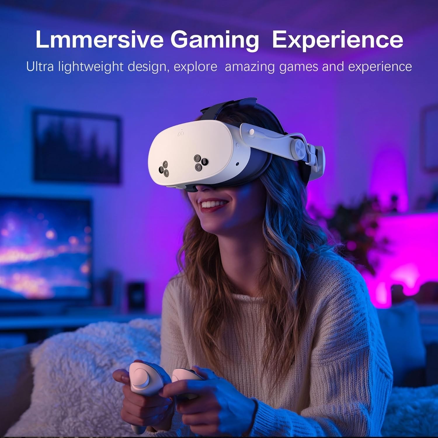 Head Strap for Oculus Meta Quest 3/3S with Battery, Adjustable VR Accessories wi
