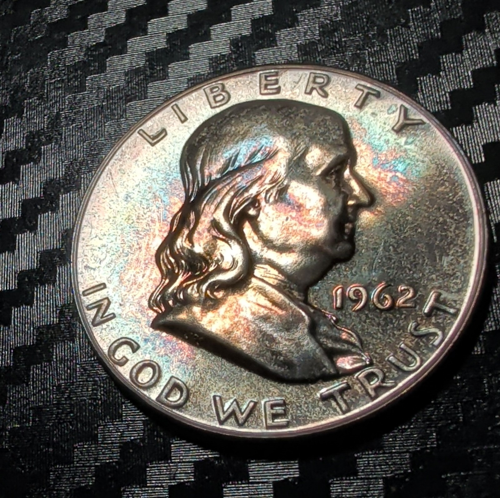 1962 Franklin Half Dollar 50C 90% Silver Coin Uncirculated Proof nice tone