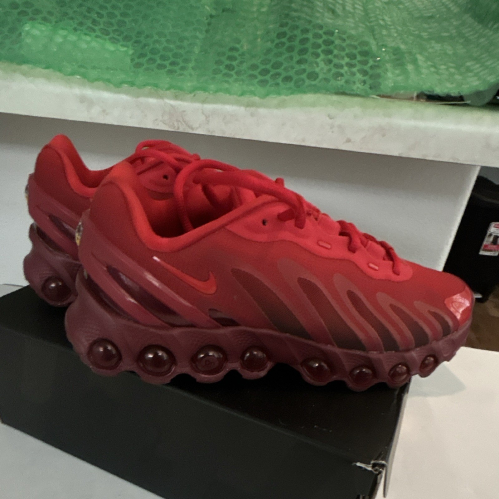 Nike Air Max Men's Low Top Lace Up Athletic Sneaker Red Solid Rubber Outsole