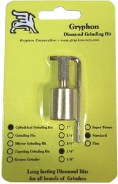 GRYPHON 1/4" STANDARD GRIT STAINED GLASS GRINDER BIT HEAD UNIVERSAL FIT