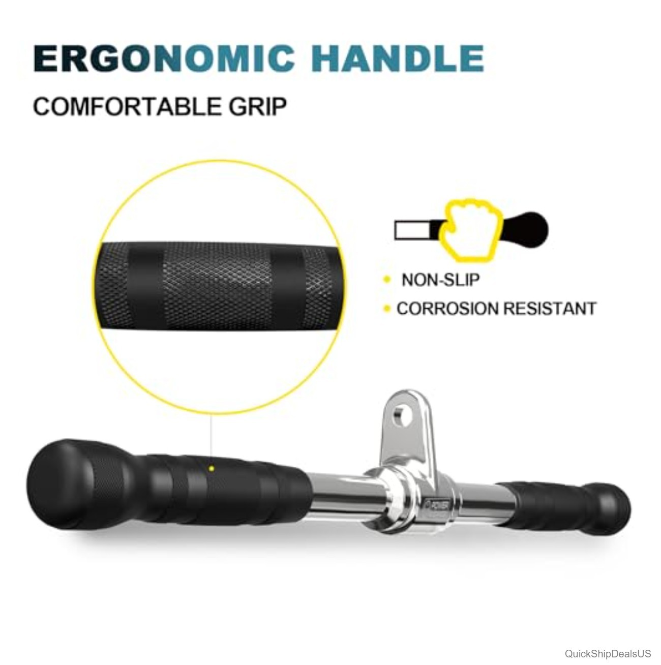 Cable Machine Attachments Set V Bar Straight Rotating Handle Tricep Rope