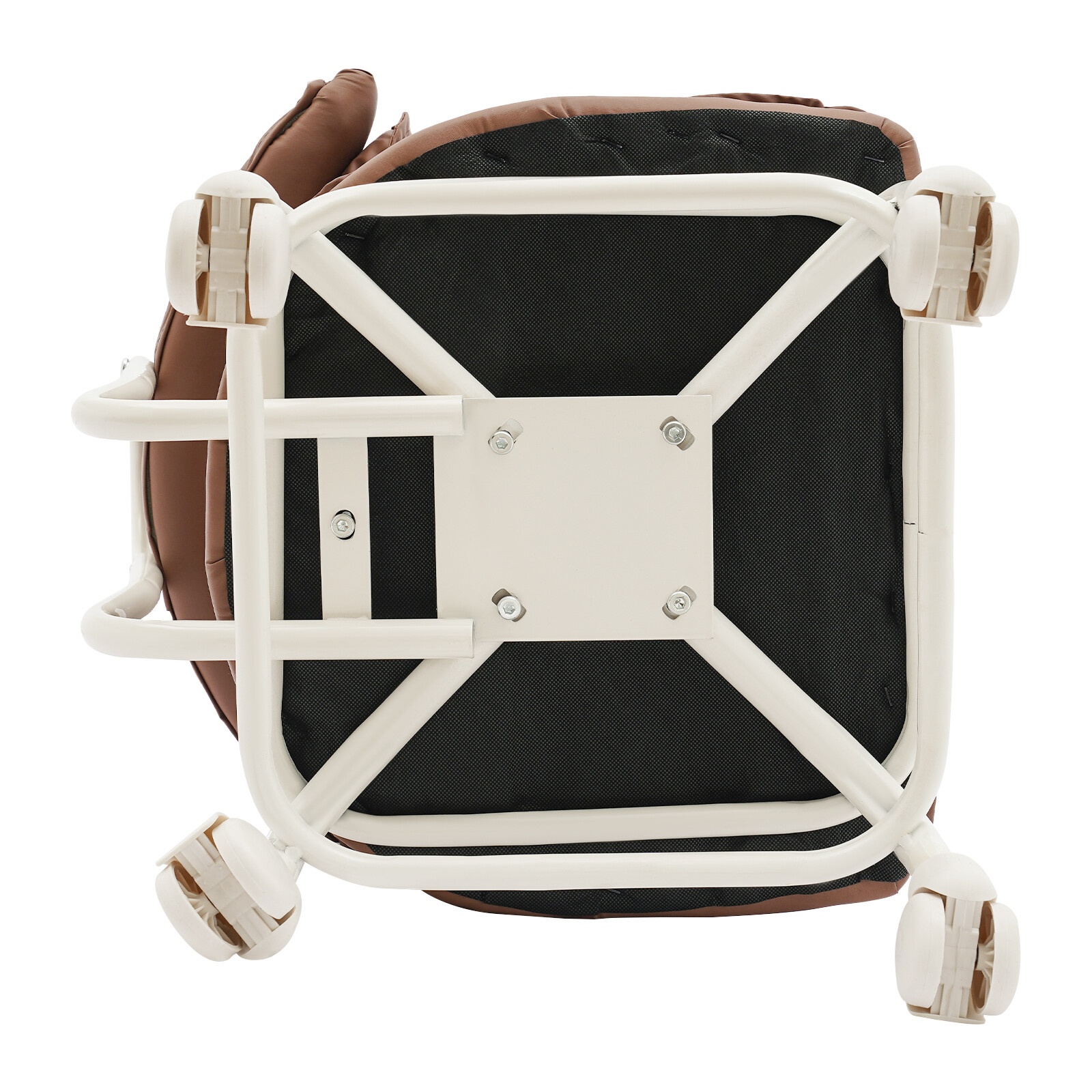 Brown Rolling Stool with Back Rest Heavy Duty Rolling Stool Roller Chair USA