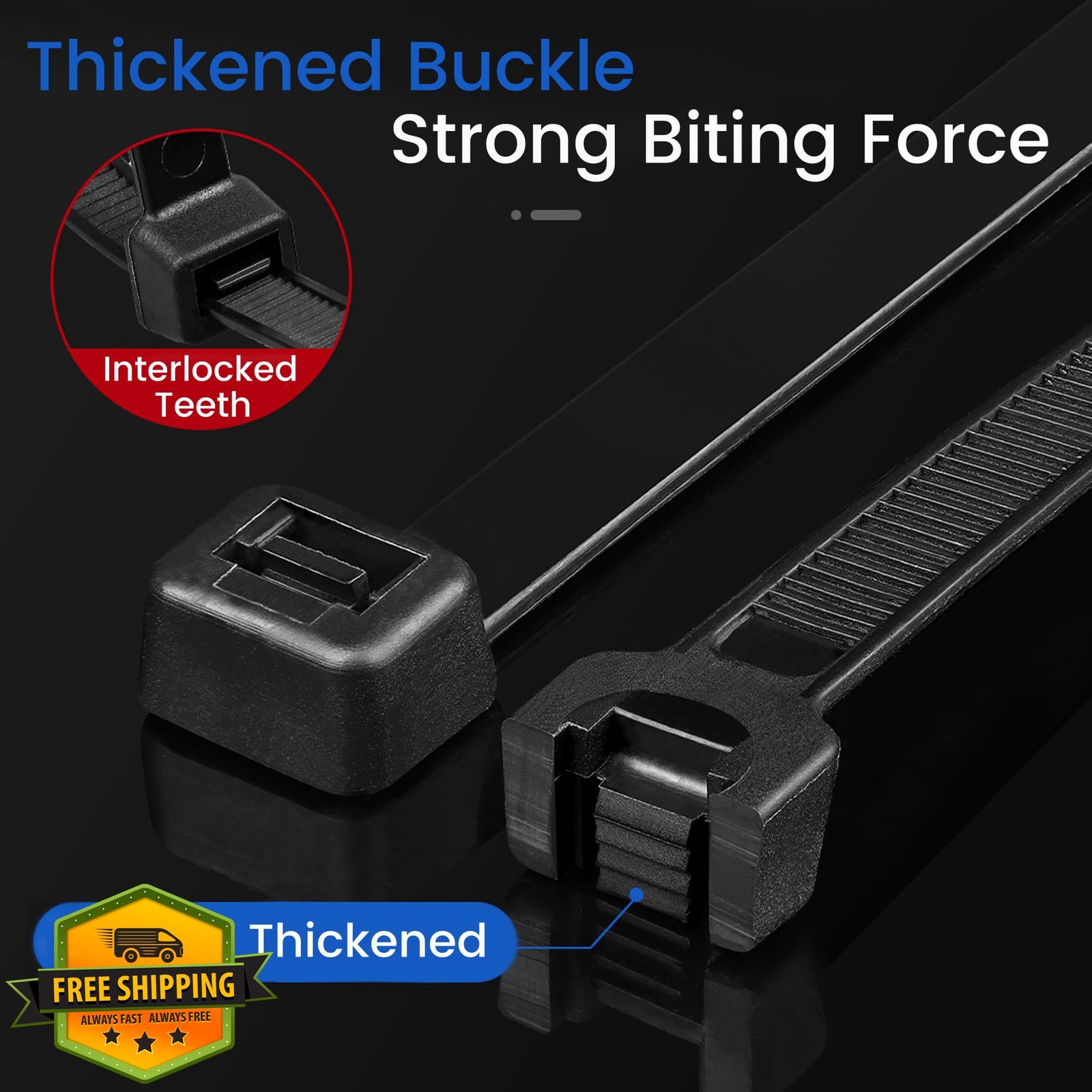 ECRABONE Zip Ties 12" Black 200 Pack