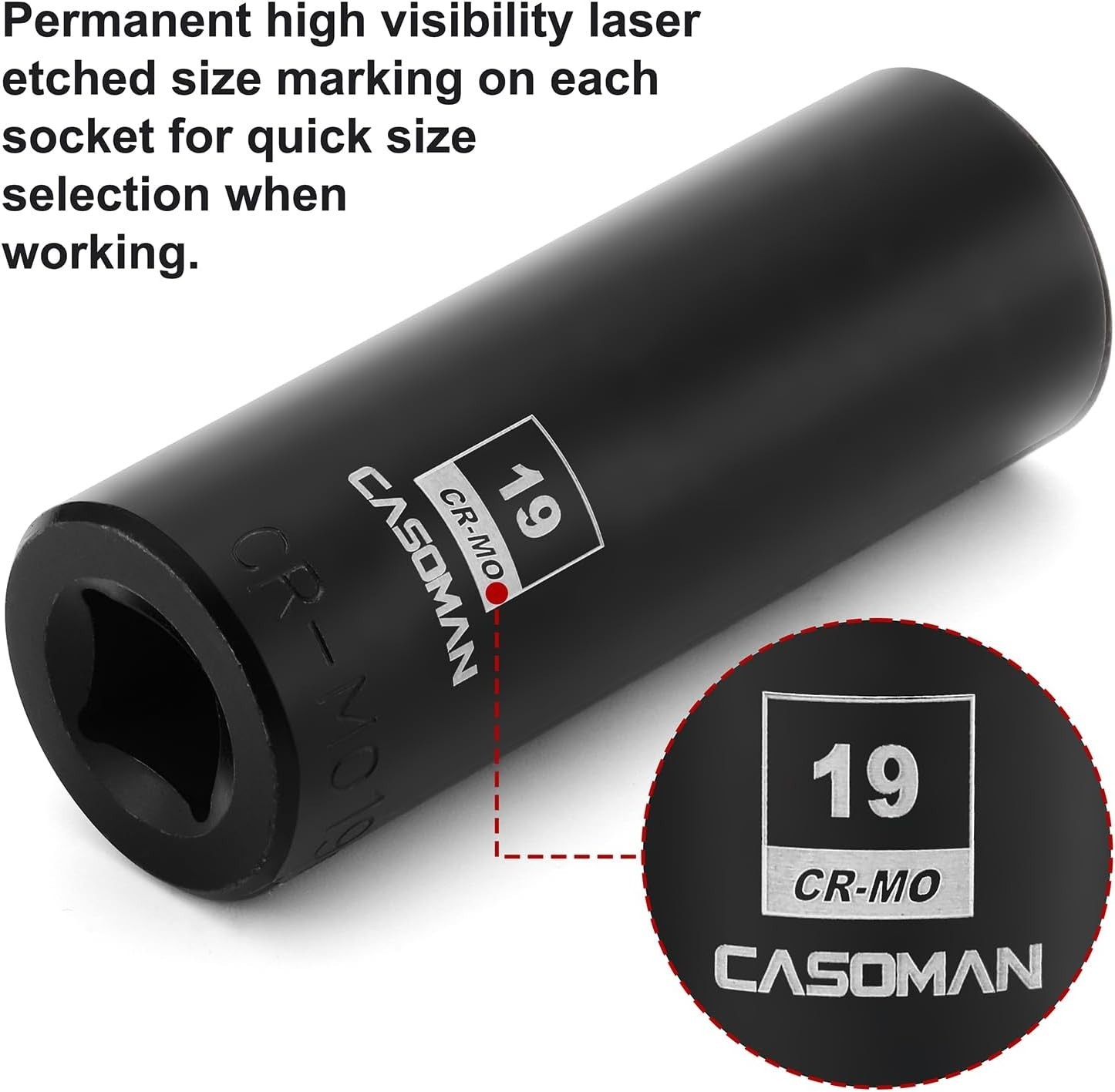 Corrosion-Resistant 19mm Deep Impact Socket, 1/2 Inch Drive - 6-Point Design