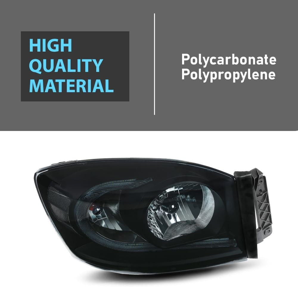 LED Headlights for 06-08 Ram 1500 & 06-09 Ram 2500 3500 Smoky Black Housing