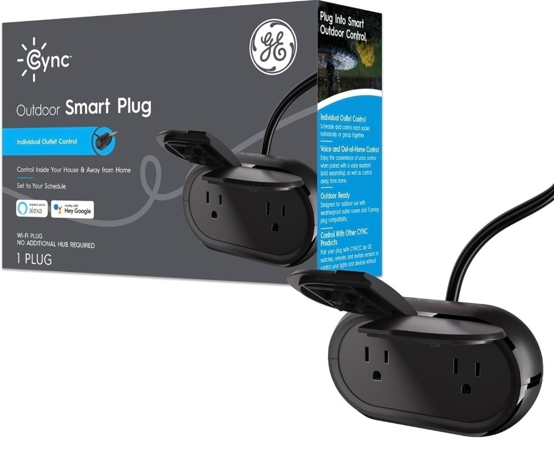 GE Cync Outdoor Smart Plug WiFi 2 Outlet Alexa Google Weatherproof NEW