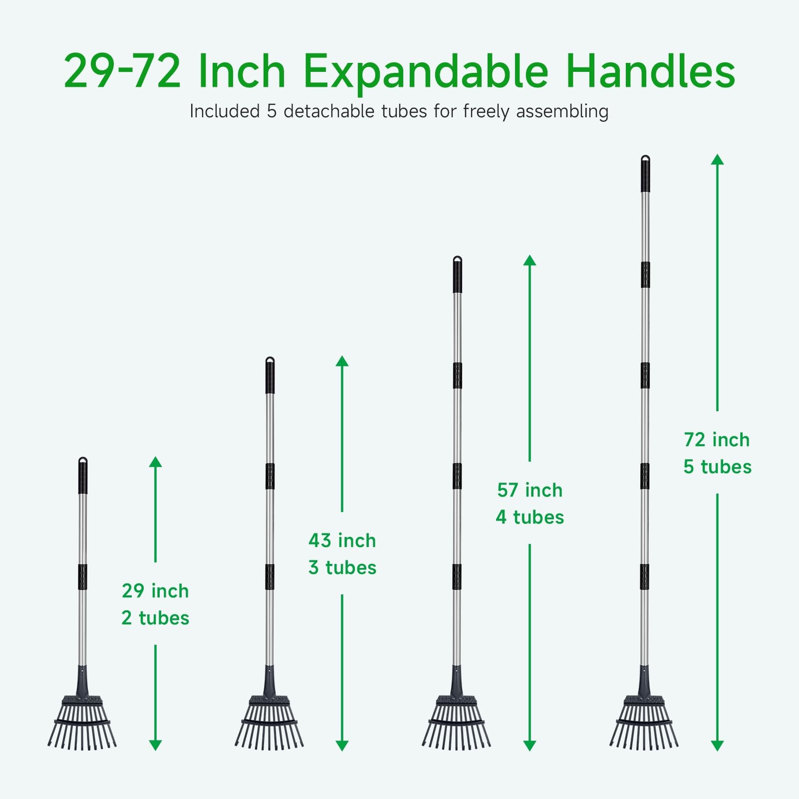 GreatBuddy Adjustable Leaf Rake, 8'' Wide Metal Rake, Perfect for Shrub, Flow...
