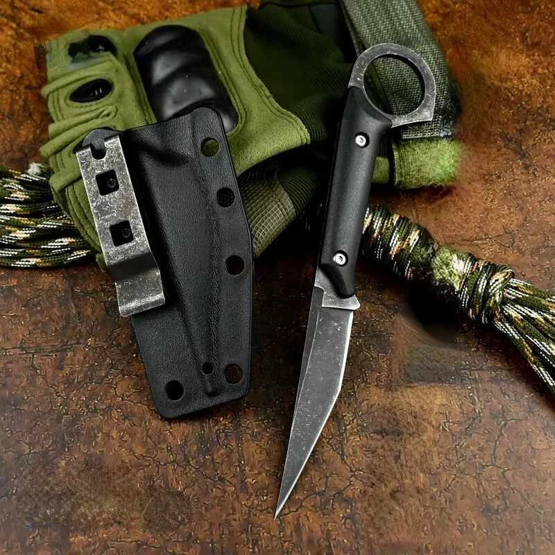 Neck Fixed Blade Knife Self Defense Survival  Outdoor Sheath Emergency Tactical