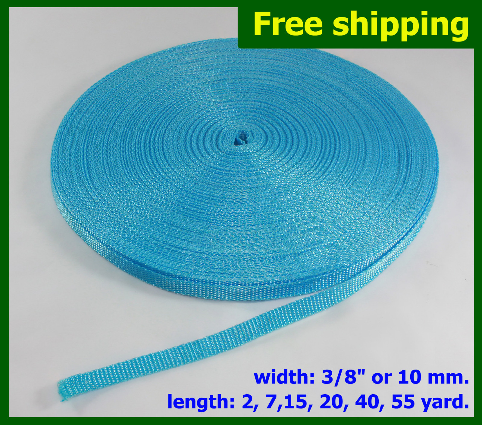 3/8"(10mm) Blue Nylon webbing fabric lots DIY supply 3 7 15 20 40 55 yard FS