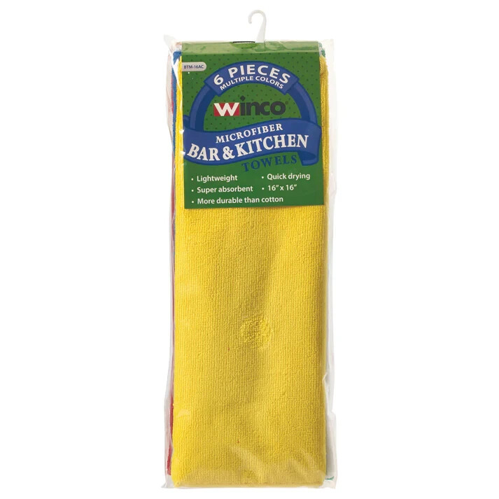 Winco Microfiber Towels, 16 by 16-Inch, Assorted Colors