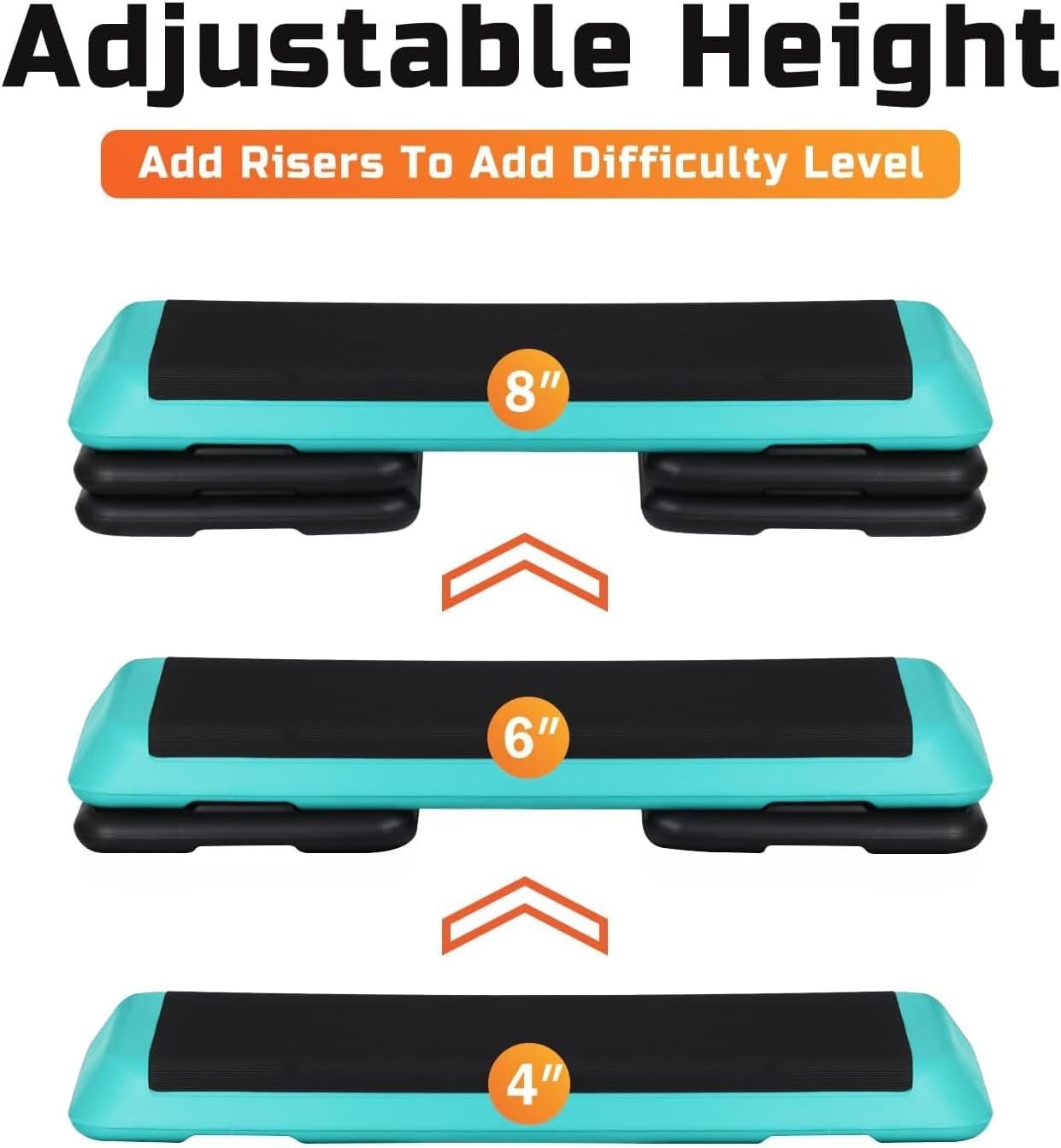 NEW 43" Exercise Aerobic Step Platform Adjustable 4 Stackable Risers Home Gym