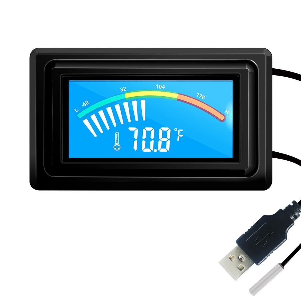 KETOTEK Digital Thermometer Temperature Gauge USB Power Supply with Black