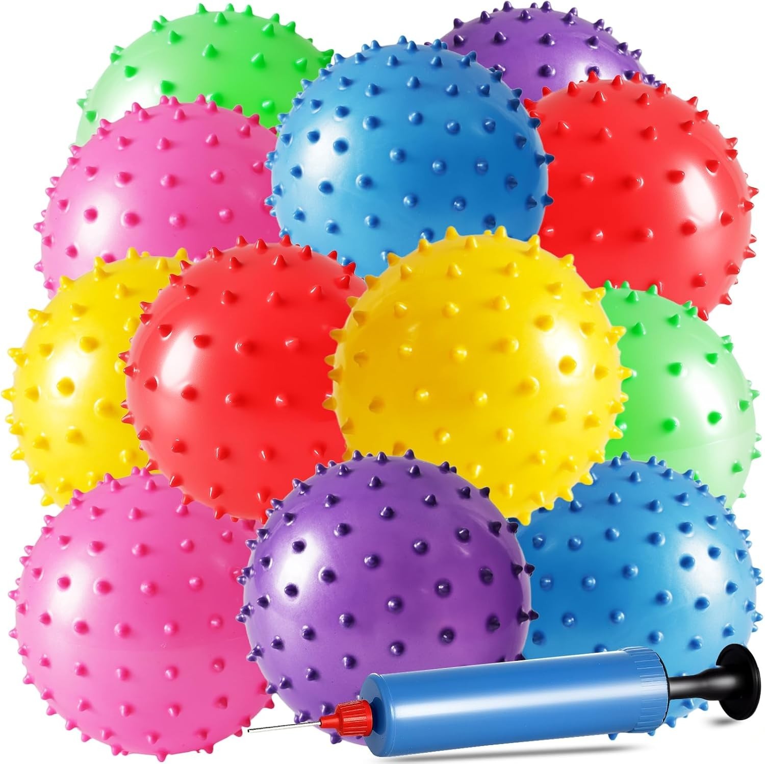 LOVEINUSA Bounce Ball, 12 PCS Sensory Balls Knobby Party Balls Massage Balls