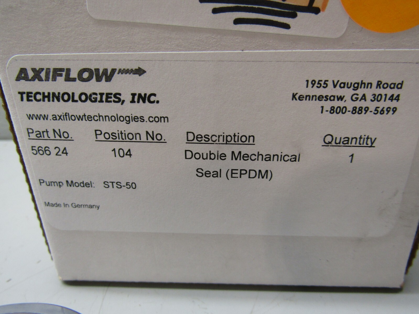 Axiflow Technologies STS-50 Pump 566-24 Double Mechanical Seal