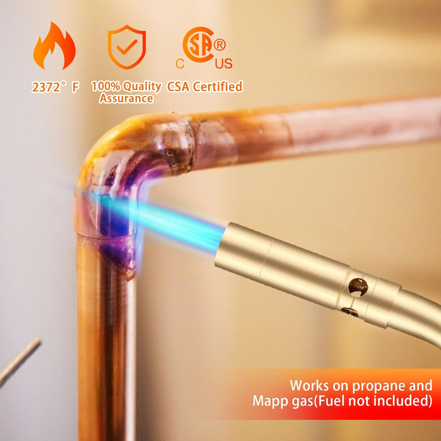 Propane Torch Head Manual Start Solid Brass Brazing Torch Fuel by MAP M