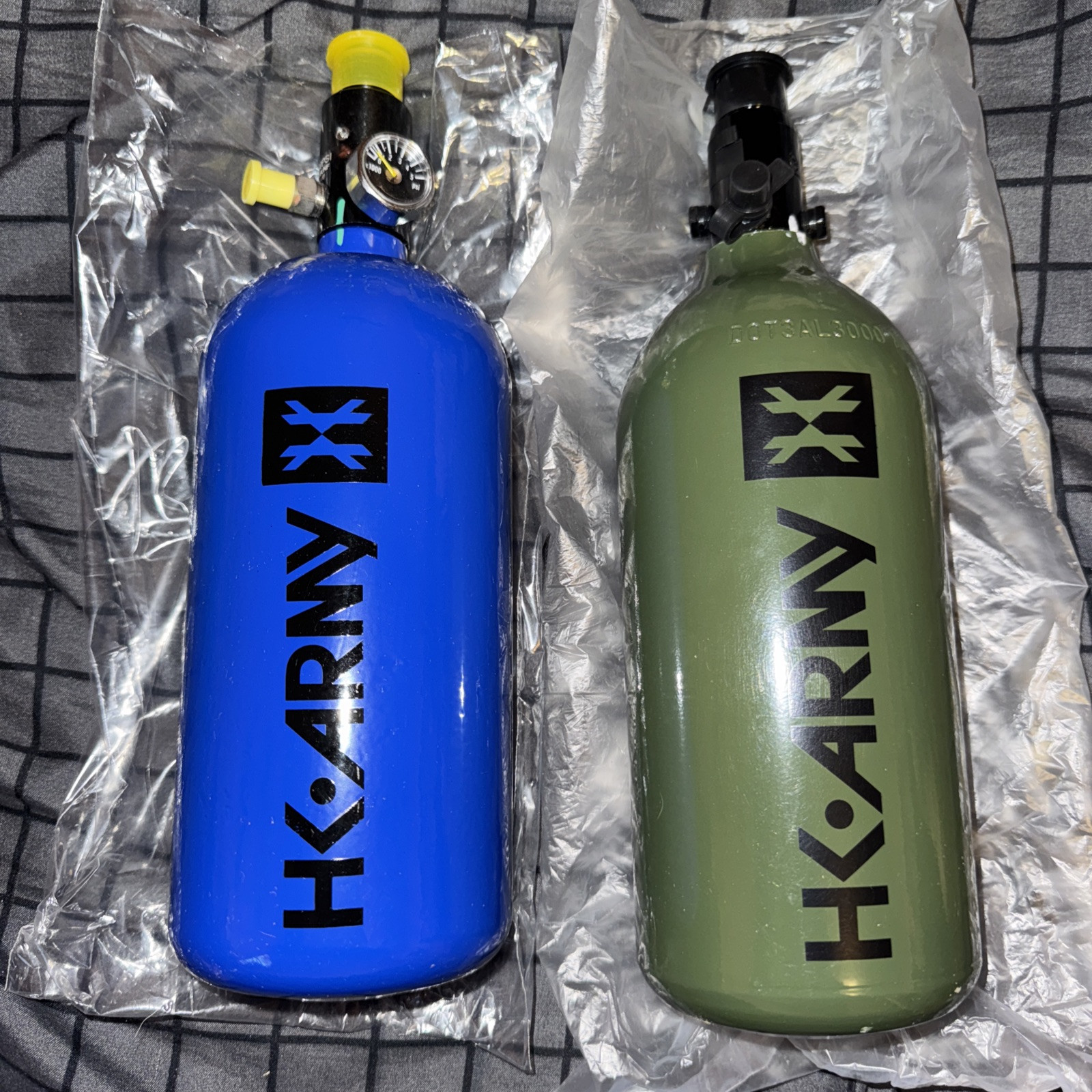 2- HK Army Paintball Aluminum HPA Tank W/Regulator - 48/3000 - Olive Blue Tanks