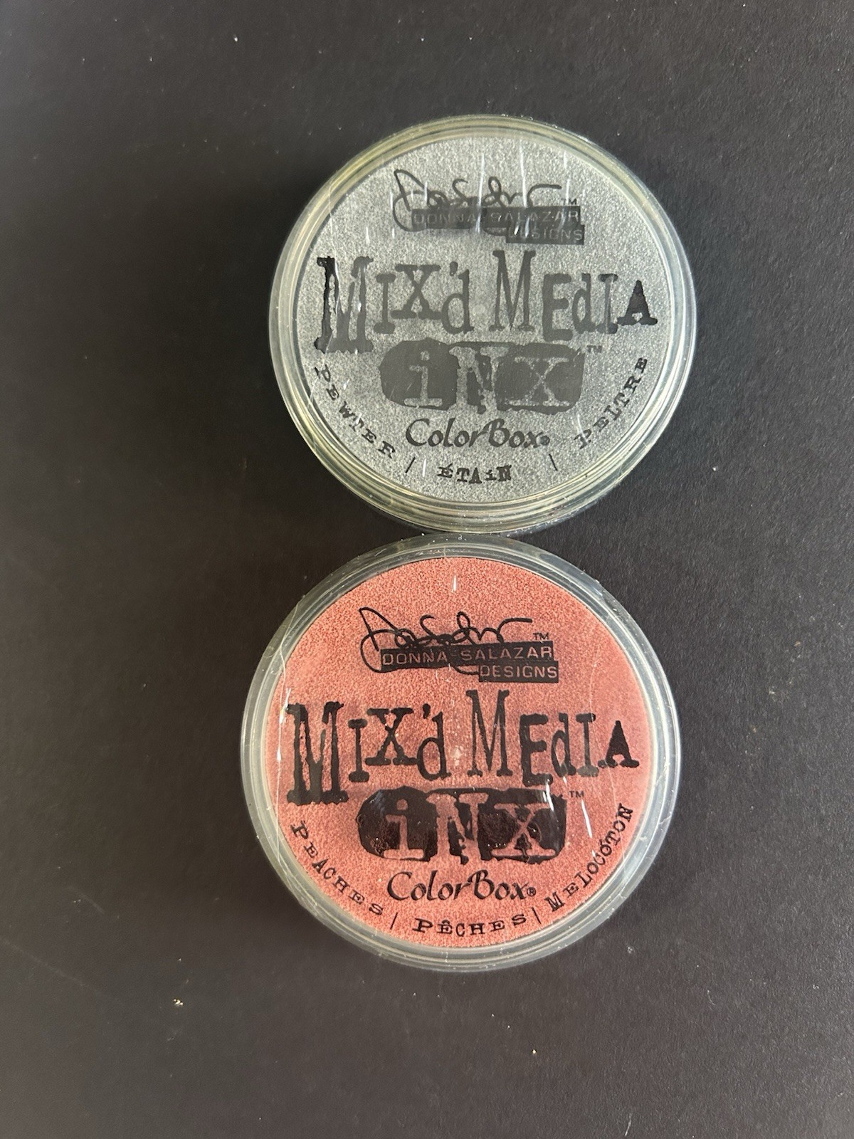 2 New ColorBox MIX'D MEDIA INX Ink Pad Donna Salazar Pewter And Peaches (291)