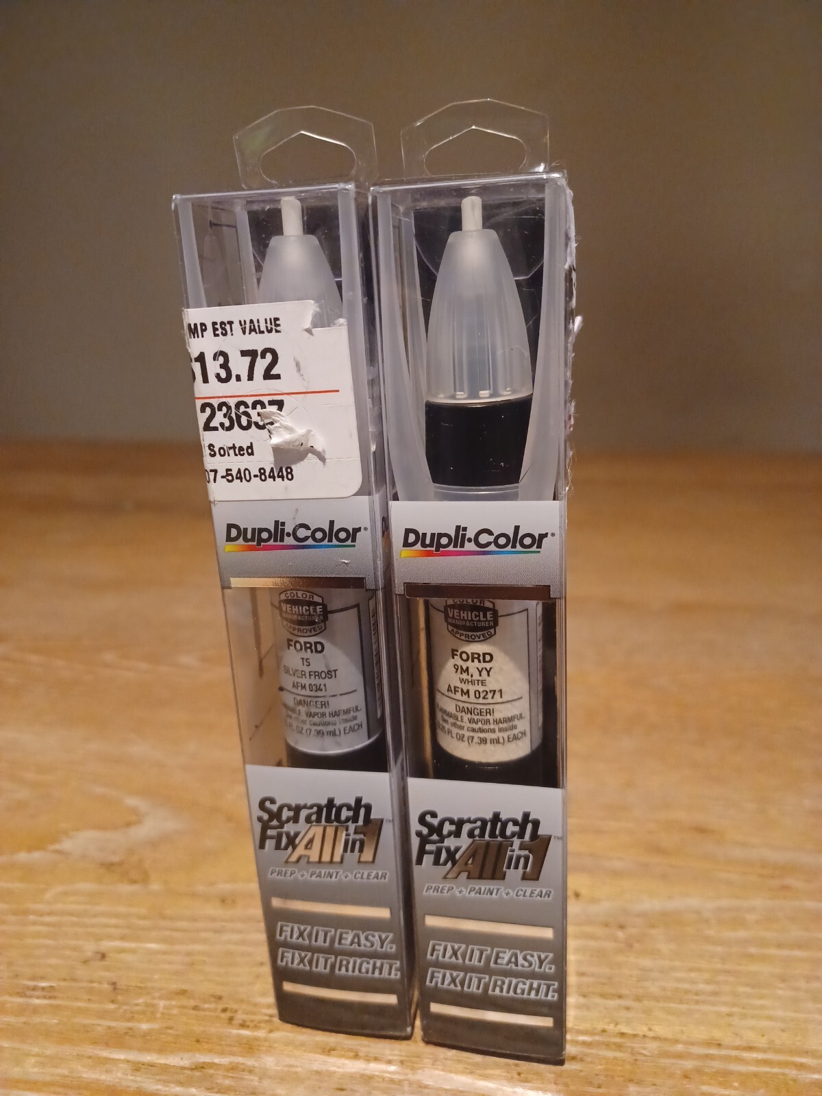 Duplicolor AFM0341 + AFM 0271 Silver Frost + White  Ford Scratch Touch-Up Paint