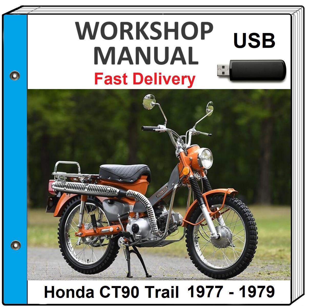 HONDA CT90 TRAIL 90 1977 1978 1979 SERVICE REPAIR SHOP MANUAL USB