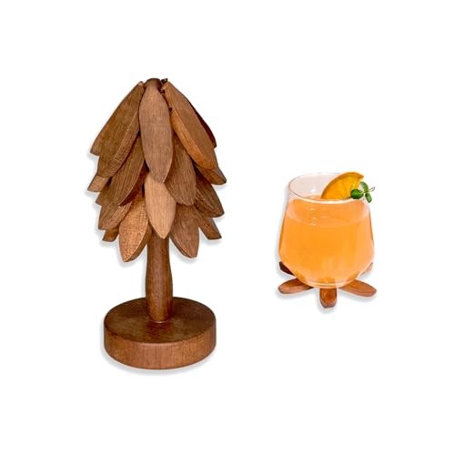 Coasters, Wooden Tree-Shaped sapele Wood Drink Coasters Medium(Coaster) Wood-1