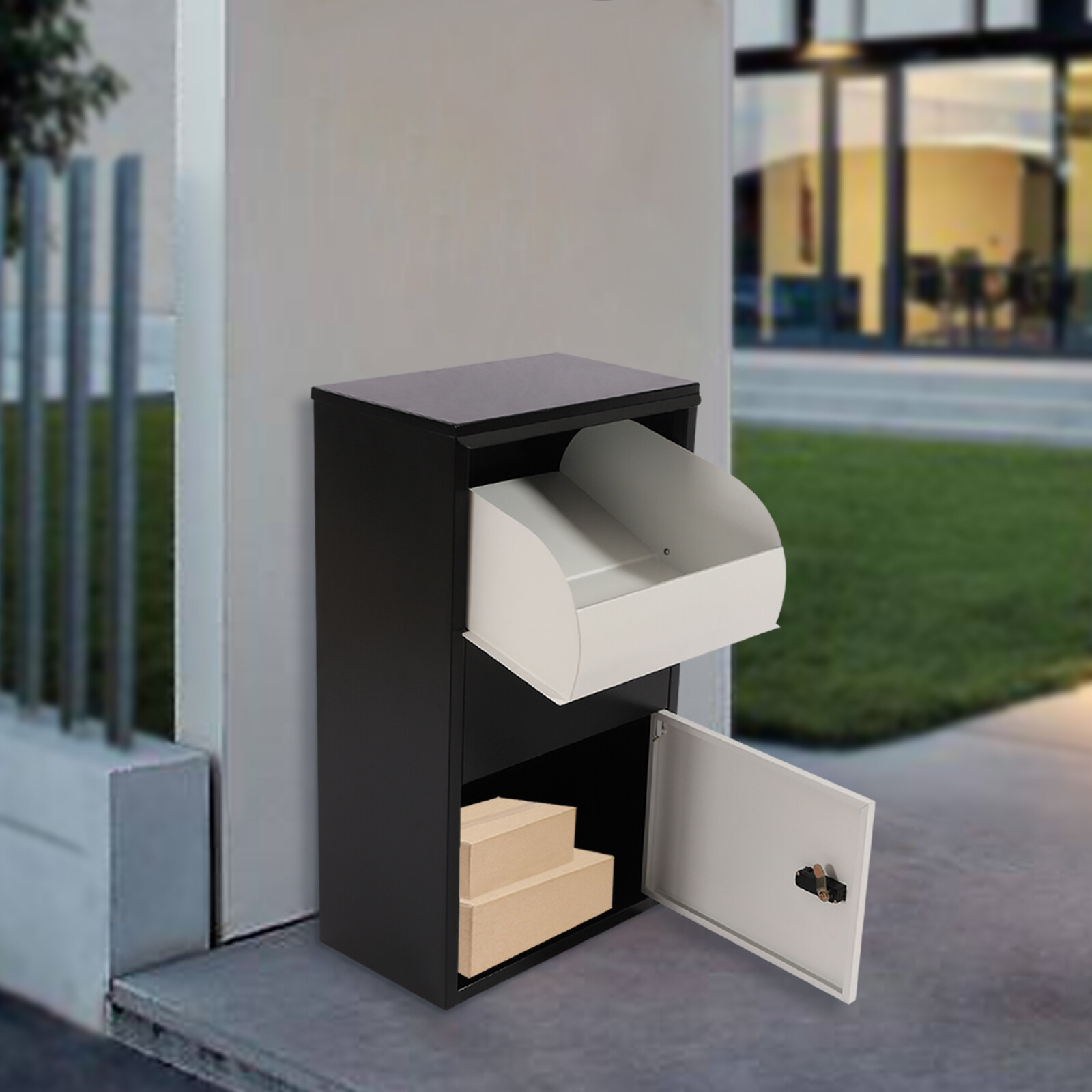 Parcel Drop Box Package Mailbox Porch Express with Lockable Storage+2 * Keys