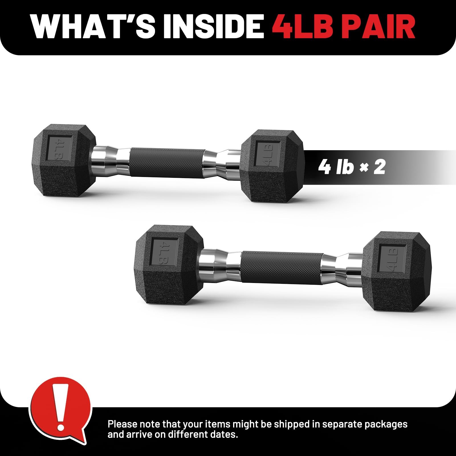 papababe Dumbbell Set Rubber Grip 4 lb Pair