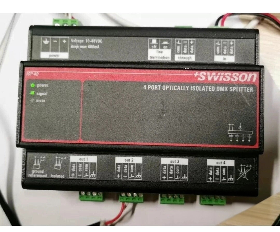 SWISSON 4- PORT OPTICALLY ISOLATED DMX SPLITTER ISP -4D- DC - TER