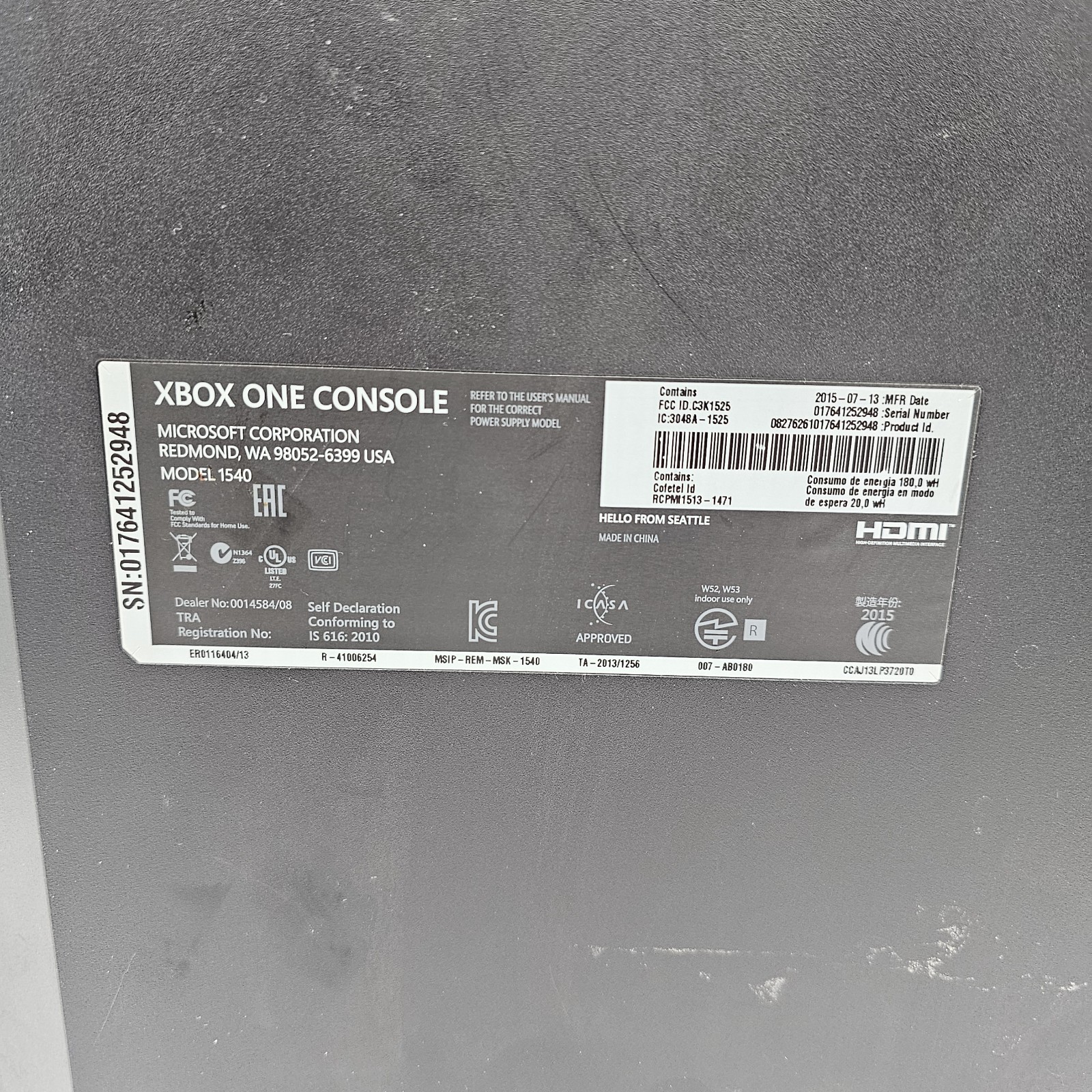 Microsoft Xbox One 1TB Original Console W/ Controller Tested 2 Game Bundle 1540
