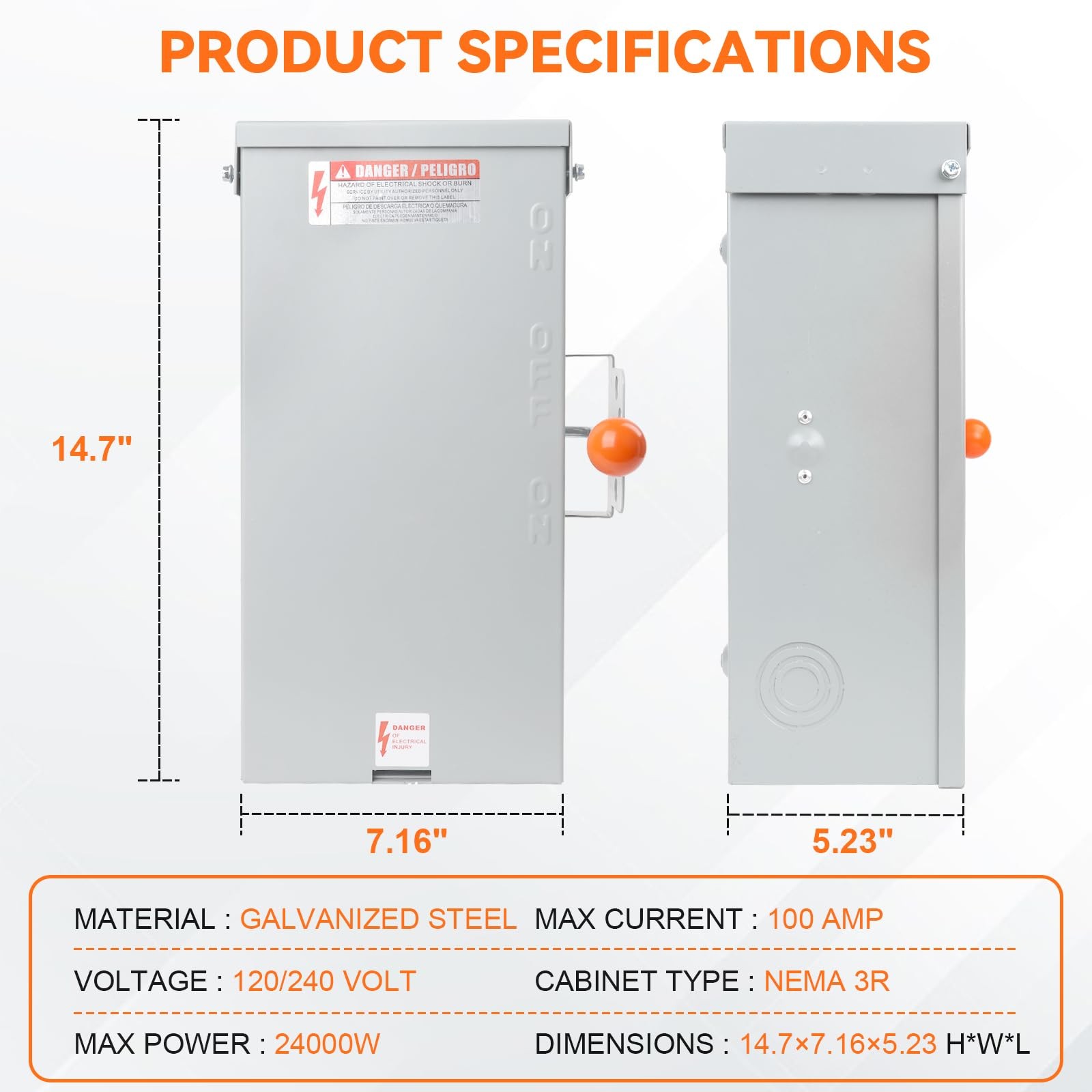 100A Generator Transfer Switch,24000W General-Duty Double-Throw Safety Switch...