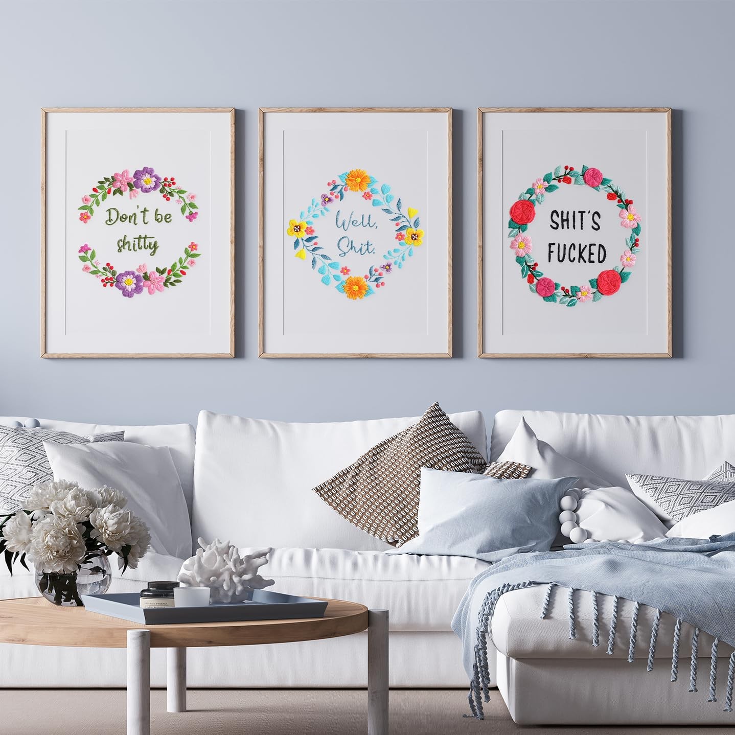 Louise Maelys 3 Sets Funny Embroidery Kits for 22 cm x 23 x 4 cm, kit-12
