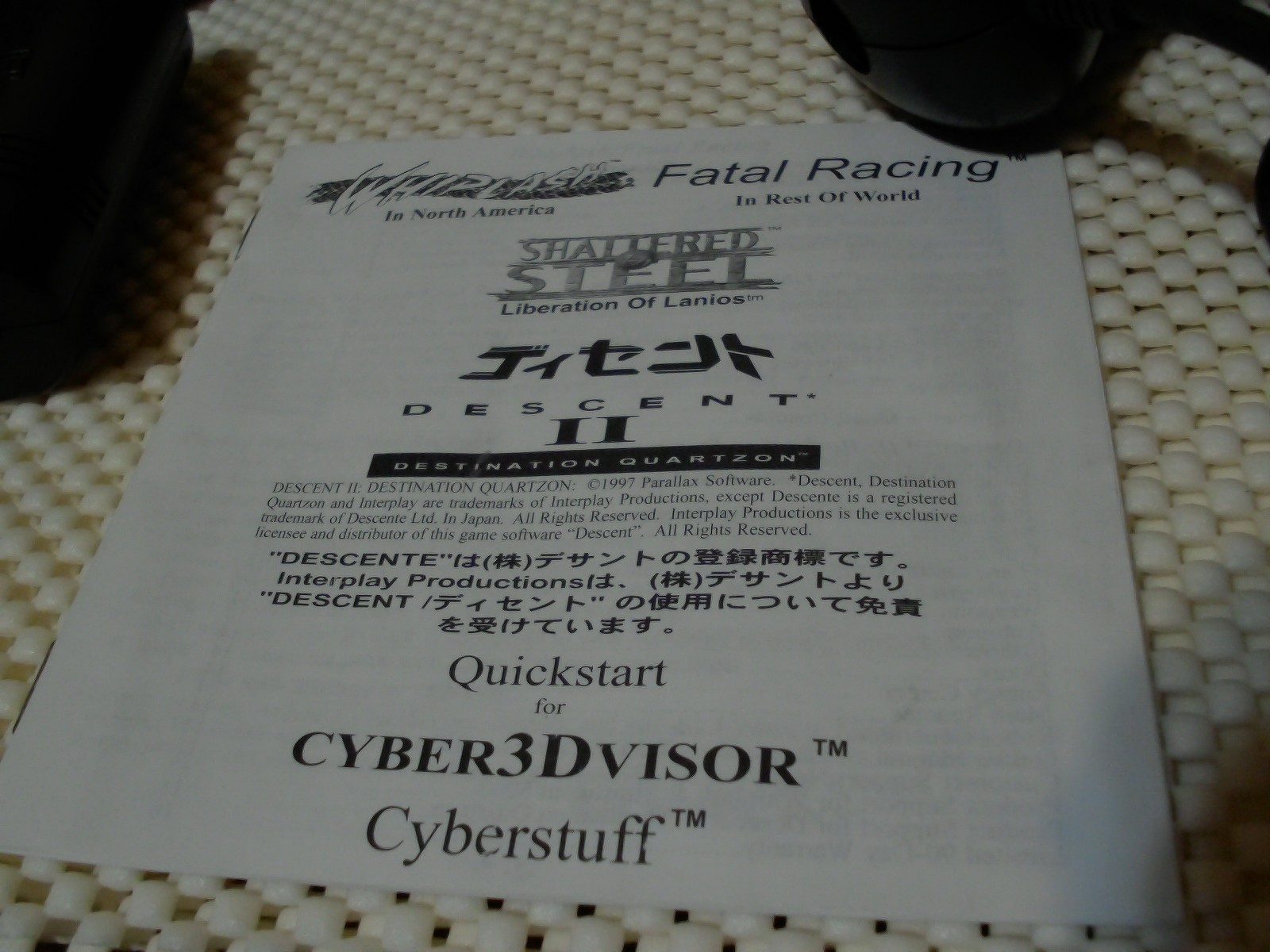 Cyberpak cyberstik model vr9000 cyber3dvisor 3d1000 and CD VR gaming set
