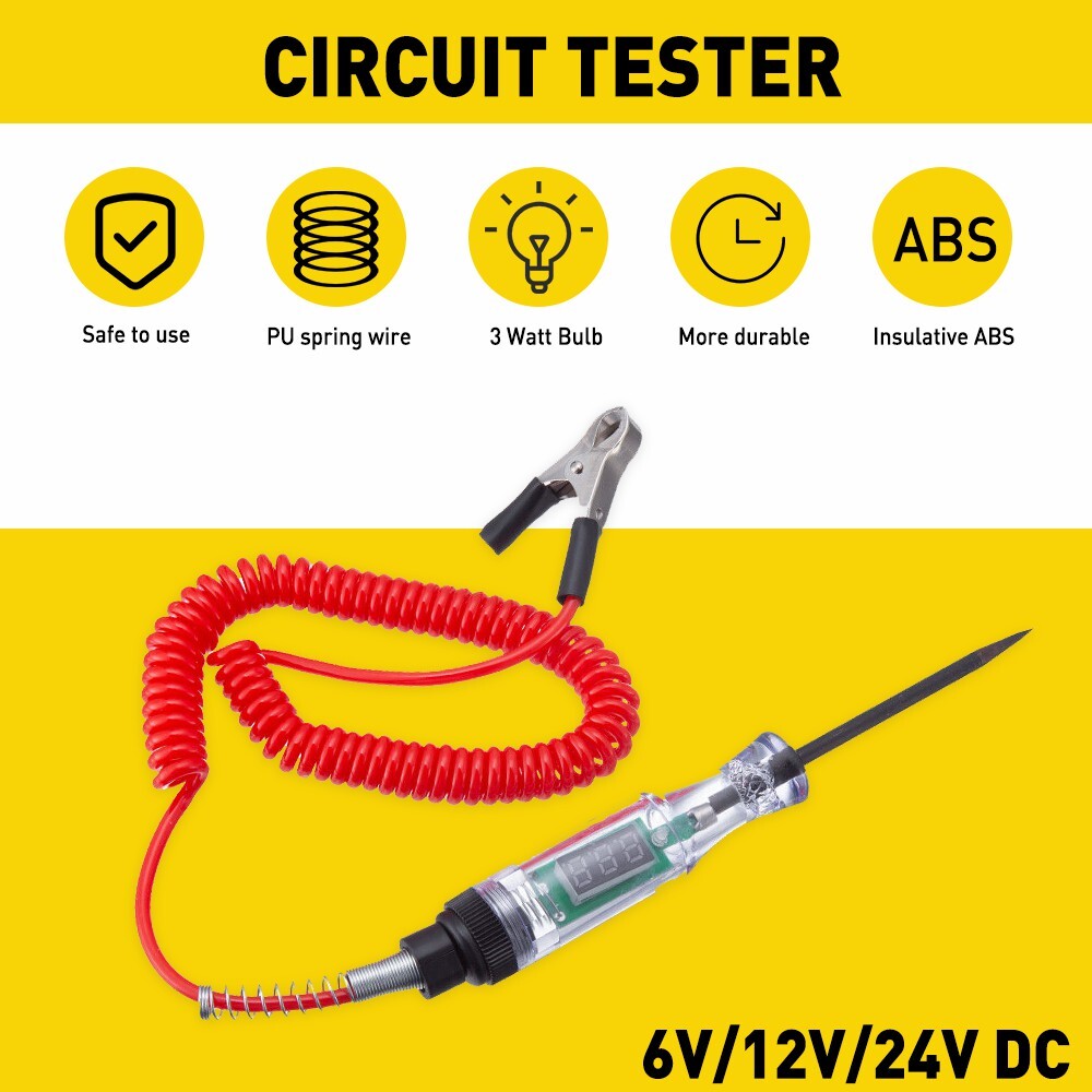 Car Circuit Tester Pen Auto Fuse Test Probe Light Tool For 6V 12V 24VDC Voltage