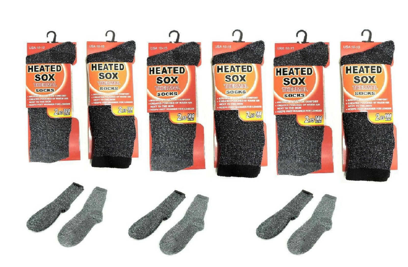 Mens Heated Socks Thermal Winter Keeps Feet Warmer Longer 6 Pair