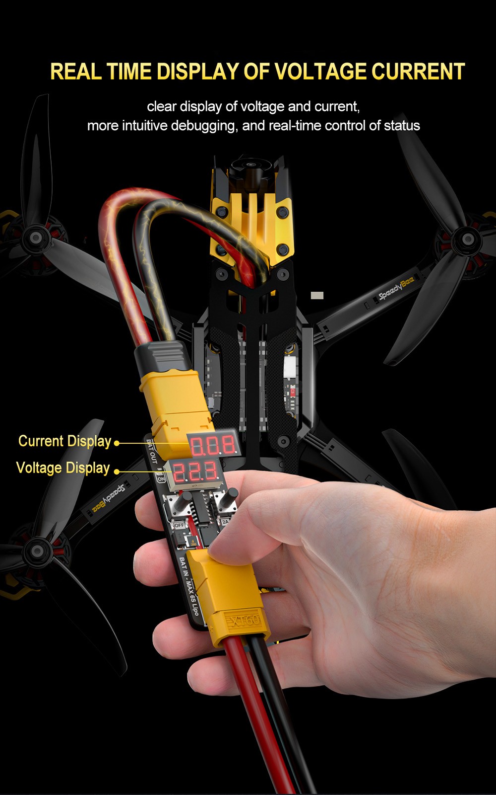 SpeedyBee Anti Short Circuit Module 4-6S Current Limiting For RC Flight Stack