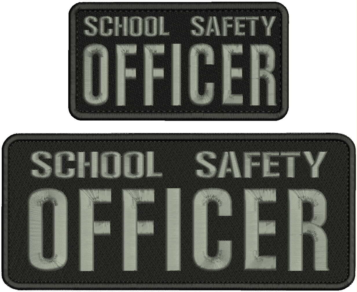 SCHOOL SAFETY OFFICER embroidery patches 4x11 and 3x6 hook on GRAY letters