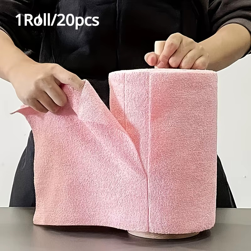 1 Roll/20 Reusable Microfiber Cleaning Cloths - Kitchen Towels, Multi Sided Hous