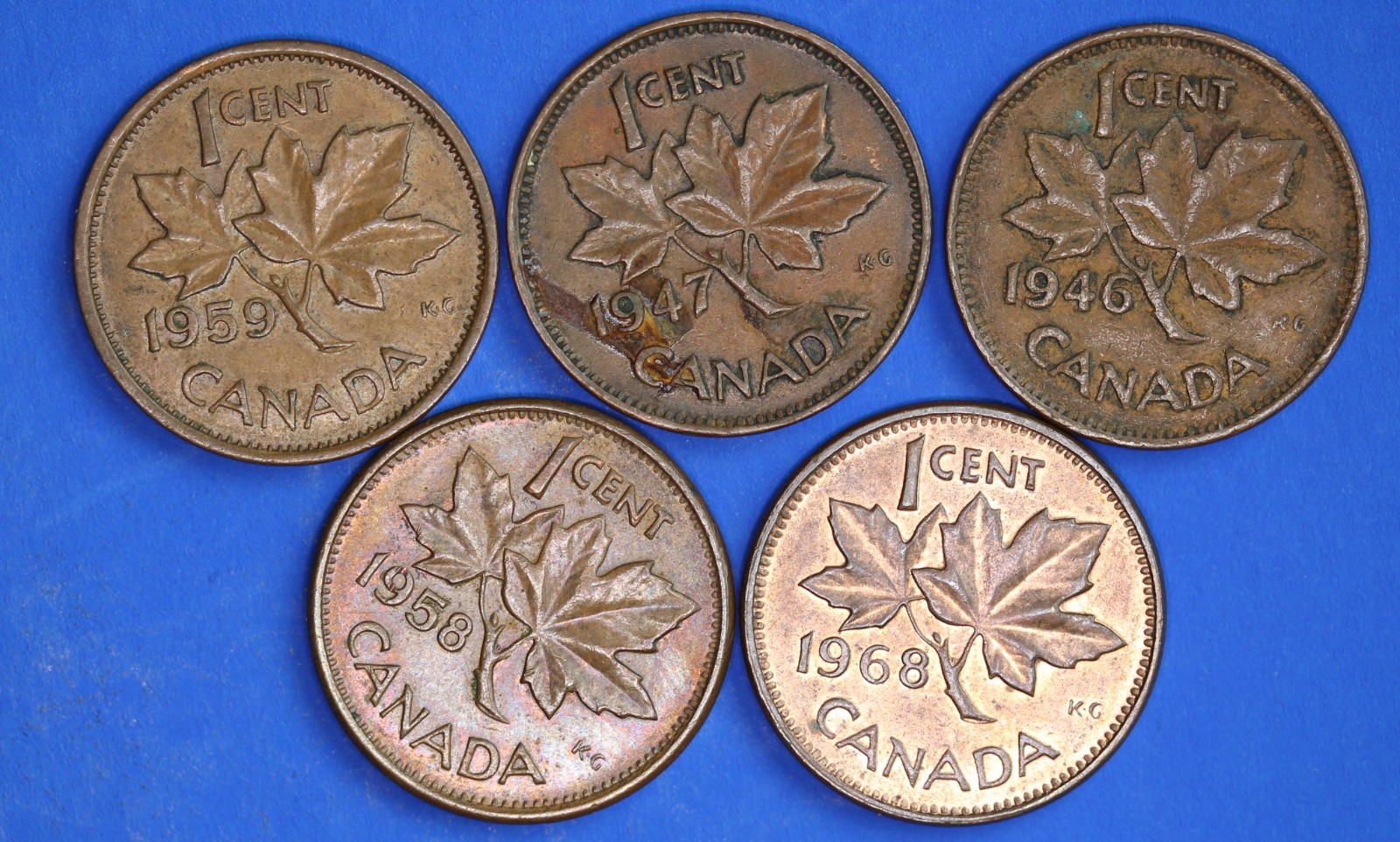 George VI & Elizabeth II Canada One Cent coins   [34849]