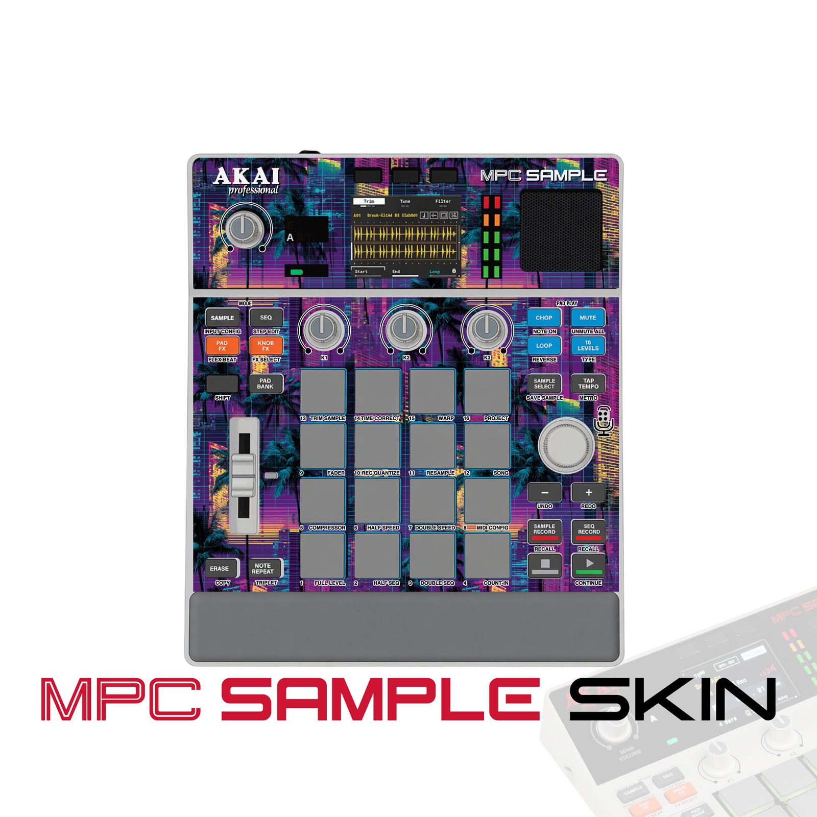 Akai MPC Sample Skin / Synthwave Palm Glitch