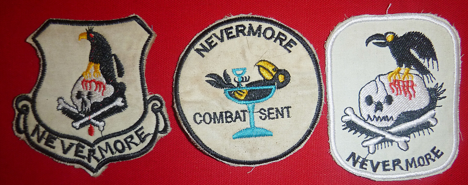 Lot of 3 NEVERMORE PATCH - 56th Special Operations - The RAVEN - Vietnam War