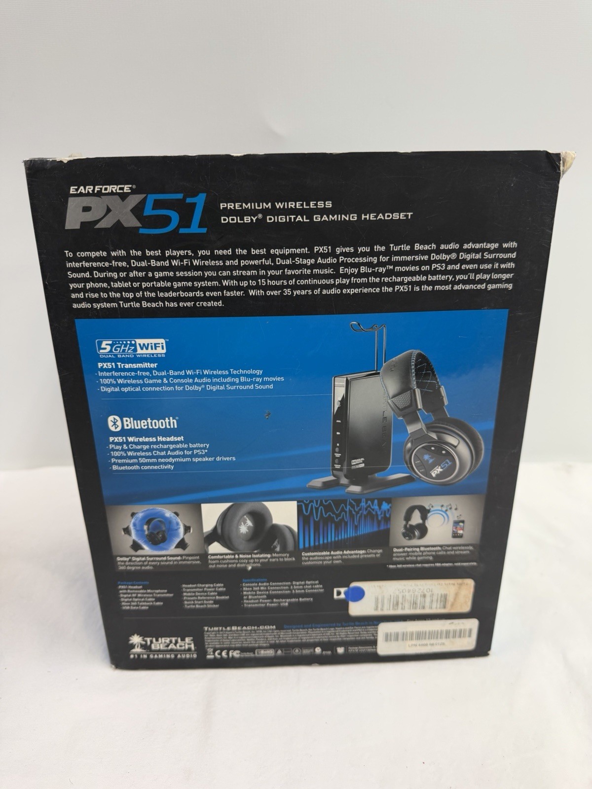 Turtle Beach Ear Force PX51 Wireless Bluetooth Dolby Digital Gaming Headset