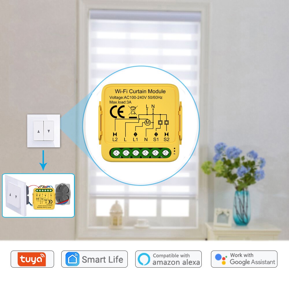 1-10 Channel Tuya WIFI Smart Curtain Switch Module for Roller Blinds Home