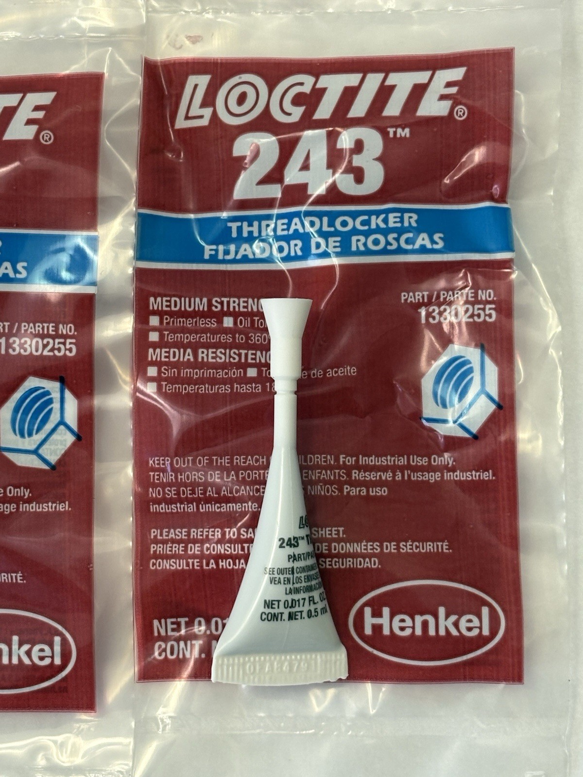 Loctite 243 Threadlocker 4-PACK Blue Medium Strength 0.5 ml Ampule 1330255 (SH10