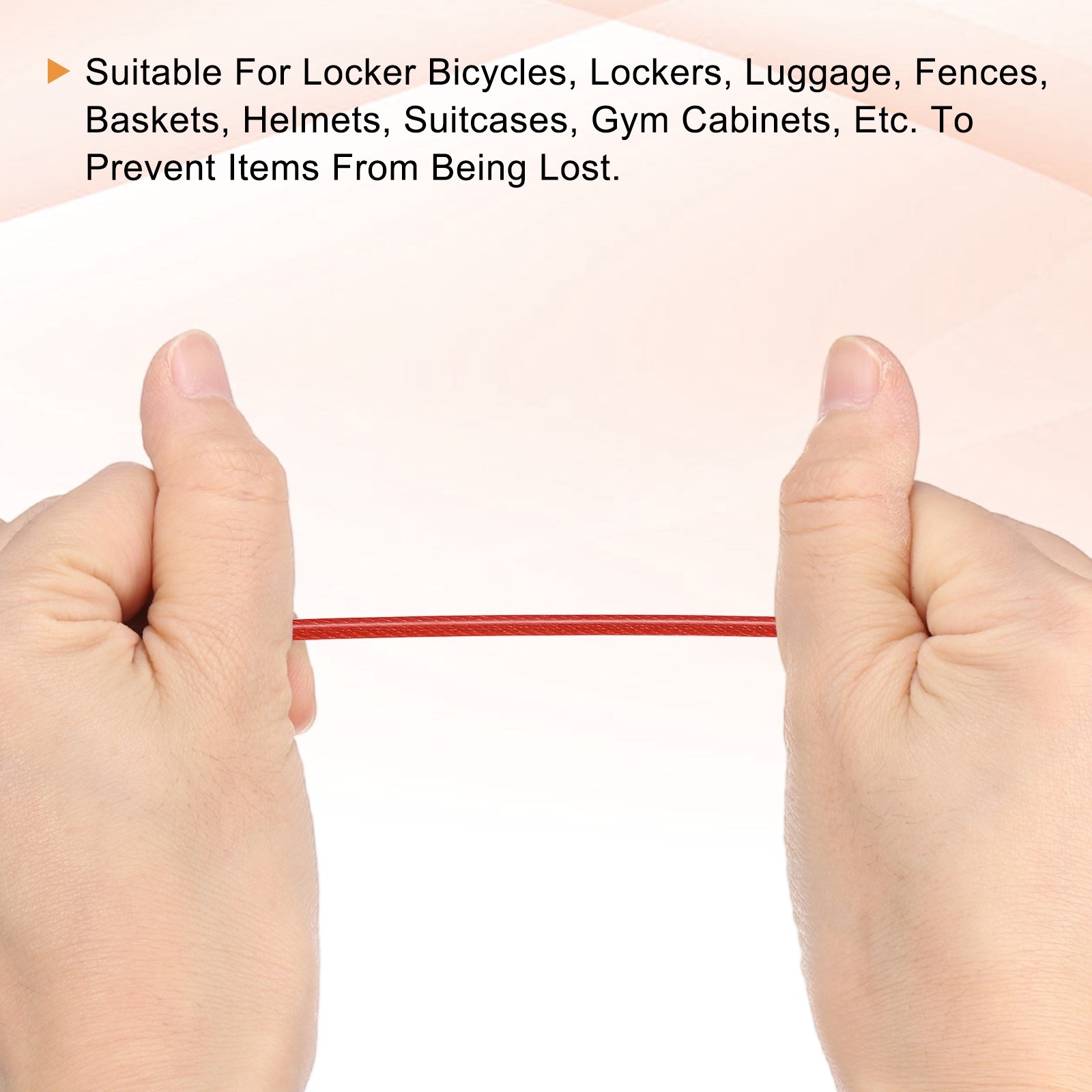Security Steel Cable Digit Combination Lock 4.9Ft Coated Red Wire Lock