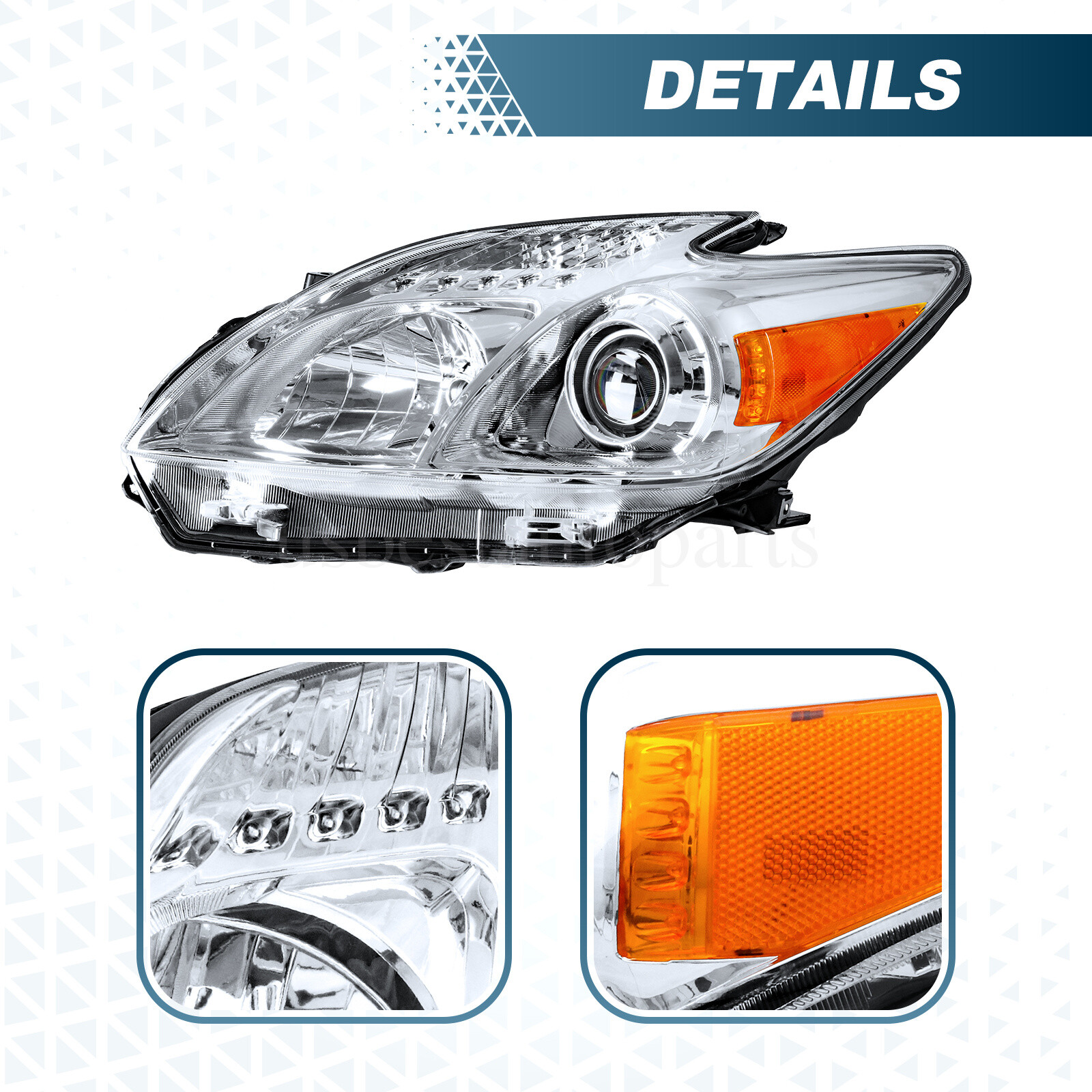 Headlights Headlamps Driver Passenger Pair For 2012 2013 2014 2015 Toyota Prius