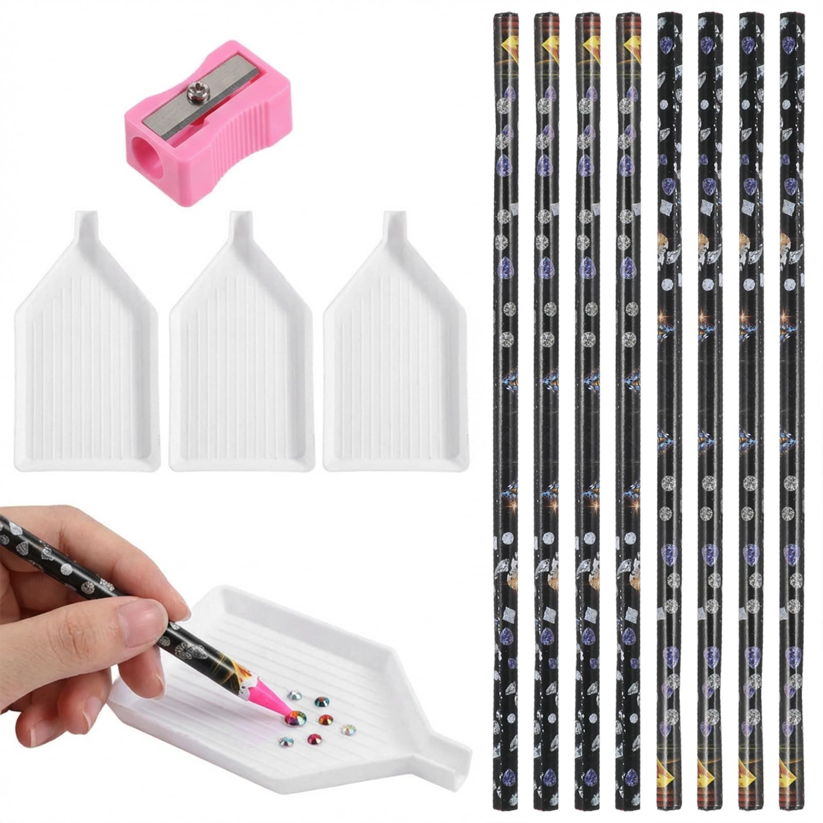 Diamond Paintings Pen Kit, 8Pcs Wax Grip Tools for DIY Crafts& Nail Art | Inc...